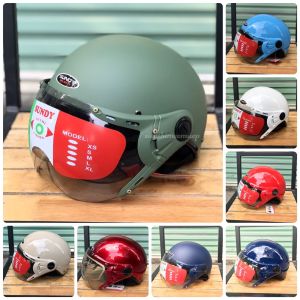 mũ bảo hiểm nửa đầu có kính chống lóa sundy a33k