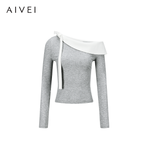 AIVEI | Purity Style Bow and Ribbon Off-the-shoulder Long-sleeve Top