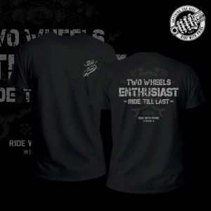 T-shirt Lengan Pendek Black Distro Ride With Pride/Biker/Riding/TwoWheels