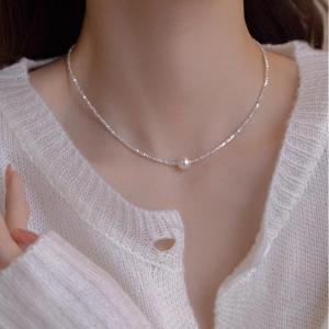 New Fashion Lock Bone Pearl Pendant Necklace