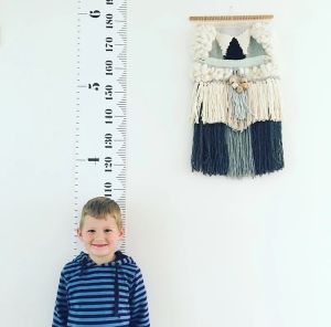 【Free Hook Provided】threetrees 2MX0.2M Growth Height Chart Handing Ruler For Kids Kids Height Measure Ruller Wall Decor Canvas Material Removable Stylish Minimalist Design