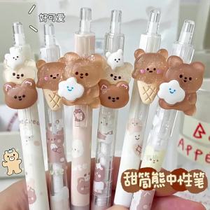 Bear Mechanical Pencil 0.5mm Retractable Cartoon Lead Holder for School Drawing Notes