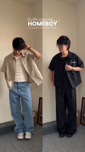 "ขายดี ส่งเร็ว กทม 1 วัน" HOMEBOY เสื้อเชิ้ตทรง crop รุ่น HB.CROPPED.OVS.SHIRT