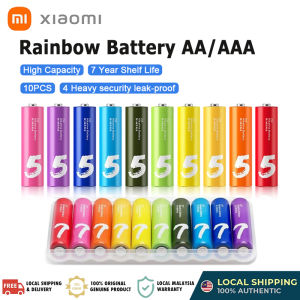 Xiaomi Alkaline Battery AA/AAA Batteri 10pcs/Box Alkaline 2A Battery 3A Battery Mi Rainbow Battery Number 5/7 Battery