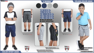 Celana Pendek Anak Kolor Sport Laki-Laki Perempuan Usia 3-18 Tahun Babyterry Premium Jahitan Rantai