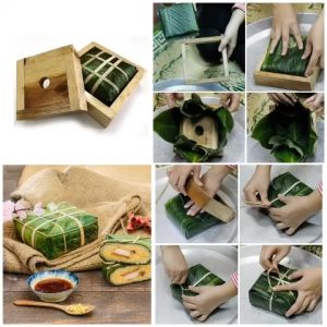 Bộ 3 Khuôn Làm Bánh Chưng Gỗ Tự Nhiên Thông Minh 3 Kích Cỡ