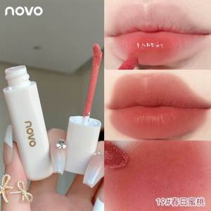 Novo Mist Lip Lacquer Female Matte Finish Velvet Nude Color Series Lipstick Does Not Fade No Stain on Cup Plain Makeup Lip Mud