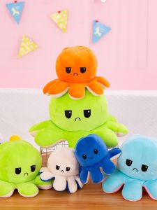 QIAOSHANG | Cute Interactive Flip Face Octopus Plush Toy Large Size