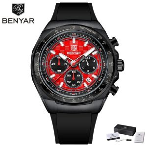 BENYAR | Benyar 5215 New Men Chronograph Silicone Watches Classic Multifunctional Quartz Movement Analog Top Brand Watch for Men Montre
