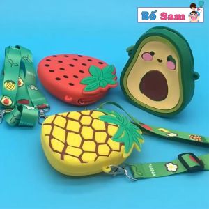Túi Đeo Chéo silicon cho bé gái hình hoa quả mini Shop Bố Sam