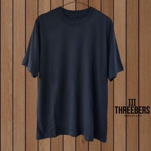 KAOS POLOS PREMIUM | T SHIRT REGULER THREEBERS | COTTON COMBED 24S | HITAM JETBLACK LEBIH PEKAT