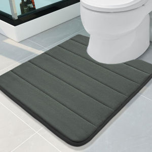 U-Shaped Bath Toilet Mat Anti-slip Memory Foam Rug Soft Comfortable Absorbent Bathroom Shower Mats for Bath Toilet Floor Rug