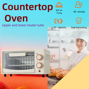 Air Fryer Oven Toaster 12L Countertop Mini Electric Convection Baking Pizza Oven 650W Stainless Steel 60Min Timer Small