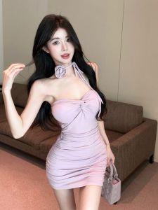 GUZILIAN | ชุดเดรสทรงเข้ารูปเอวสูง แขนกุด ลายดอกไม้ ชุดเดรสเซ็กซี่สำหรับสาวฮอต Pure Desire สำหรับผู้หญิงวัย 18-24 ปี