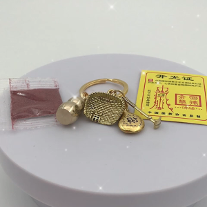 Lucky Charm Keychain Zodiac Sign Keychain Gourd Cinnabar Pure Brass Keychain Car Pendant Zodiac