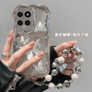 Soft Silicone Phone Case for Xiaomi 14 pro Note13/12Pro+ New Redmi K70 Electroplated K60E High-End Feeling 11 Internet Famous 10 Female K50 Anti-Fall K40 Silver Butterfly