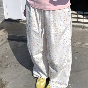 SUOSHE | Large Size Floral Print Lightweight Unique Casual Pants