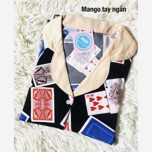 Bộ Pijama hình lá bài lụa xước ánh kim .. mango bộ lụa mềm mát mịn dễ thương hàng chuẩn shop Ngocngastore