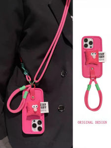 Pink Velvet Street Kernel Stand Compatible with 17Promax 16Pro New Model 15 Backpack 12 Slant 11 Rope 13Pro Full Cover 14Plus Anti-Fall Case X Women