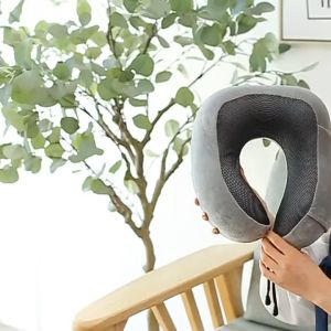 Portable Memory Foam U Shaped Travel Pillow Neck Support Cervical With Pouch Bantal Leher Kereta Bantal Travel U Shape Pillow