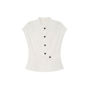 Sleeved Short Shirt with Ruffles Womens Summer Blouse