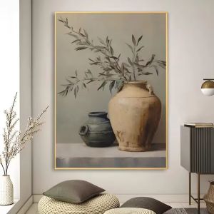 Art Deco Retro Floral Vase Canvas Wall Art Print Frameless Modern Abstract Flower Poster for Home Aesthetic Room Deco