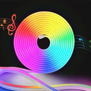 16.4 FT Neon Rope LightsBedroom for RGBIC LED Strip LightsOutdoor IP65 Waterproof LED Lights with Remote Control and Application Control Music synchronous Color Changing Light DIY Design