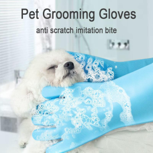 Pet Grooming Cleaning Gloves Dog Cat Bathing Shampoo Glove Anti Scratch Scrubber Cleanner Sponge Silicon Hair Remover 1 Pair