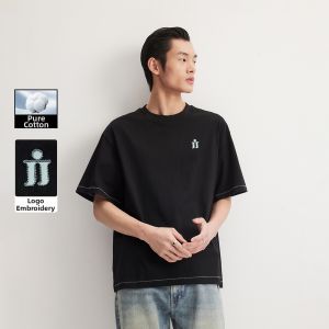 Jack Jones | New Logo Embroidered Contrast Stitching Cotton Loose T-Shirt