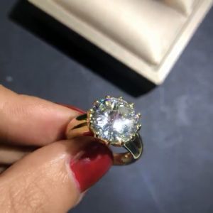 Uenjoyment 925 Sterling Silver Gold Color Women Fashion Rings Top Quality Luxury 12MM Round Spinel Gemstone Birthday Party Wedding Engagement Rings For Women Wife Girlfriend Fine Jewelry Ring engagement ring for women eternity ring