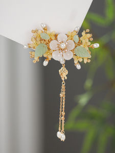 Mid-Autumn Festival Osmanthus Floating Jade Barrettes Tassel Back Hair Accessories New Chinese Style Chinese Ancient Style Classical National Style Accessories Headdress Barrettes Female