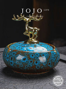 Creative Ceramic Ashtray with Lid Windproof Personalized Luxury Fashion Retro Nostalgia Home Decorations Ashtrays by JOJOS L