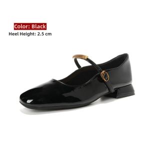 MIFEI | Vintage Audrey Style Leather Low Cut Black Women Shoes