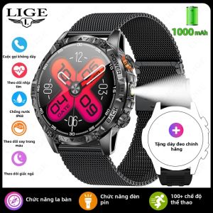 LIGE | Đồng Hồ Thông Minh Quân Đội LIGE Dành Cho Nam Đồng Hồ Thể Thao Gọi Điện Bluetooth Chống Nước Ngoài Trời Có La Bàn Theo Dõi Sức Khỏe Màn Hình TFT 17 Inch