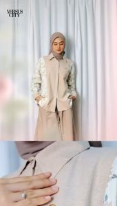Dress Nazra by versuscity Bahan Oxford Mix Katun Bordir Print All size Gamis Wanita