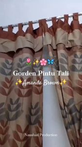 Tirai Gorden 6 Tali 3 Gelombang Berponi Motif Bunga Amanda Brown Free Tali Pinggir