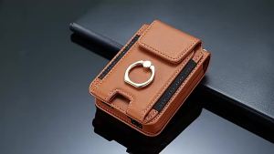 szhaiyu | Premium Adjustable Lanyard Leather Wallet Phone Case For Samsung Galaxy Z Flip 4 5 6 7 8 With Ring Holder stand Crossbody Cover