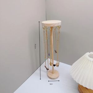 Giá Đỡ Trưng Bày Đồ Trang Sức Bằng Gỗ Móc Treo Vòng Cổ Khuyên Tai Mặt Dây Chuyền Vòng Tay - Hộp Đựng Trang Sức Hình Tròn Dành Cho Nữ