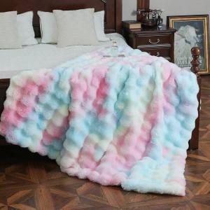 Wedding Rabbit Fur Imitation Colorful Double-layered Thick Blanket