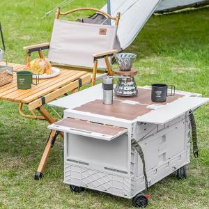 Outdoor Folding Trolley with Wide Table