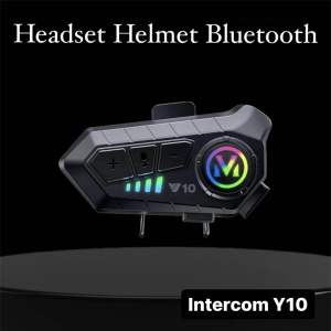 Intercom Y10 Helmet Headset Bluetooth Waterproof Helm Sepeda Motor Full Face/Half Face Headset Bluetooth Intercom 5.3