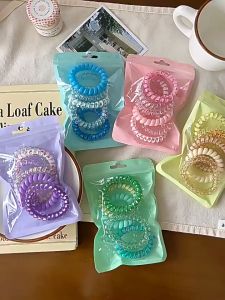 ยางรัดผม 6 ชิ้น ยางรัดผม ยางรัดผมเกลียว ยางมัดผม เกลียวใหญ่