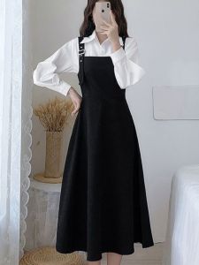 Fashionable Two-Piece Set Womens Dress Spring Autumn 2024 Elegant Vintage Shirt Skirt Set Korean Style Long Sleeve A-Line Dress