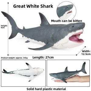 Educational Solid Large Great White Shark Toy Model Childrens Playtime Ocean Animal Realistic Representation Boys And Girls