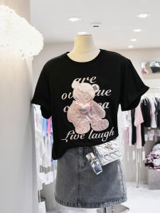 Áo Thun Cotton Thêu Tay Ngắn Dáng Rộng Dài Vừa Phải Cho Nữ Mùa Hè Thường Ngày Thời Trang Đa Năng Họa Tiết Hoạt Hình