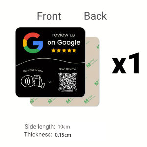 NFC 215 Square Programmable for Google Review Card NFC Station Table 13.56MHz QR Code Editable Standing Card