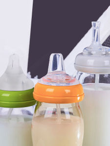 Wide Caliber Fit Integrated Straw Nipple Duckbill Baby Children Learn to Drink Water Extraction Faucet Edible Silicon Soft