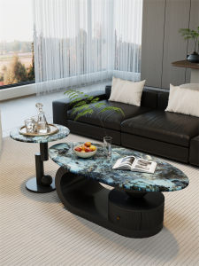 Elegant Minimalist Microcrystalline Stone Plate Coffee Table