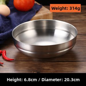 Korean Style Stainless Steel 304 Double Layered Gold Color Rice Bowl Childrens Bowl Snack Bowl Kimchi Bowl Cooking Bowl