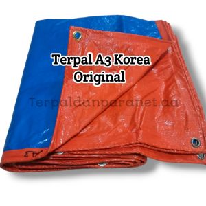 Terpal plastik A3 Korea biru oren ukuran 6x8 5x8 5x7 5x6